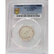 AUSTRALIA 1920 . ONE 1 SHILLING . PCGS AU50